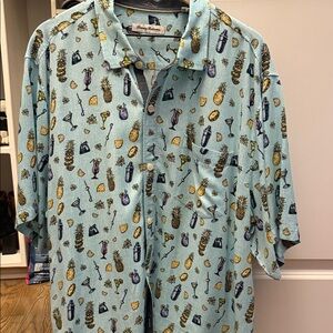 Tommy Bahama Pineapple Print Aqua Shirt